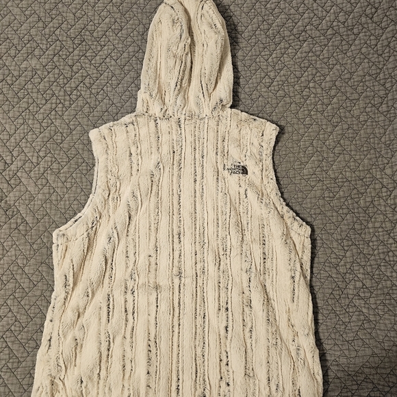THE NORTH FACE Furlander Woman's Green/Grey Faux Fur Hooded Vest Size XL - Picture 3 of 5
